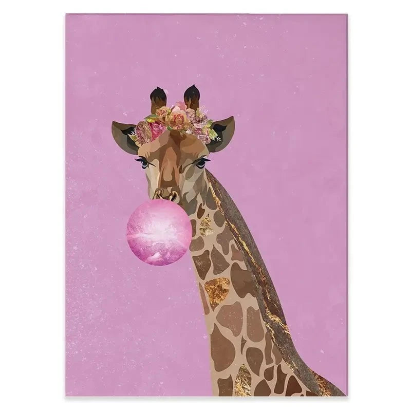 Pink Bubblegum Giraffe Canvas Print Pink Bubblegum Giraffe Canvas Print wall art product Sarah Manovski