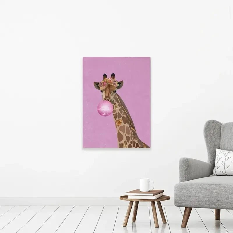 Pink Bubblegum Giraffe Canvas Print Pink Bubblegum Giraffe Canvas Print wall art product Sarah Manovski