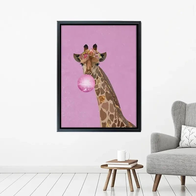 Pink Bubblegum Giraffe Canvas Print Pink Bubblegum Giraffe Canvas Print wall art product Sarah Manovski