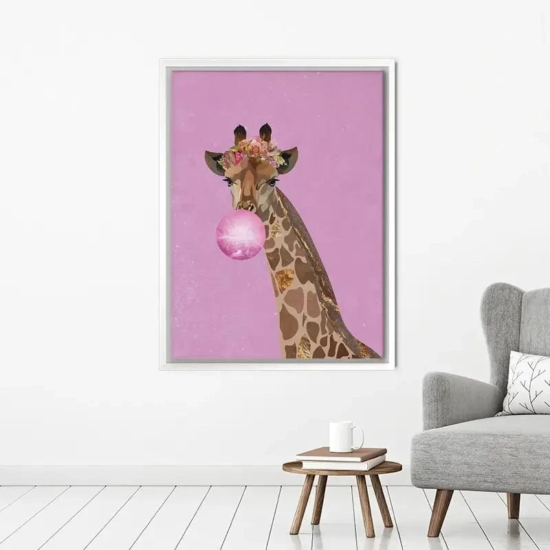 Pink Bubblegum Giraffe Canvas Print Pink Bubblegum Giraffe Canvas Print wall art product Sarah Manovski