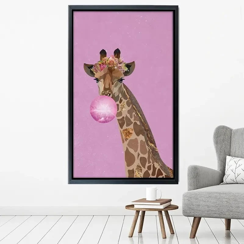 Pink Bubblegum Giraffe Canvas Print Pink Bubblegum Giraffe Canvas Print wall art product Sarah Manovski