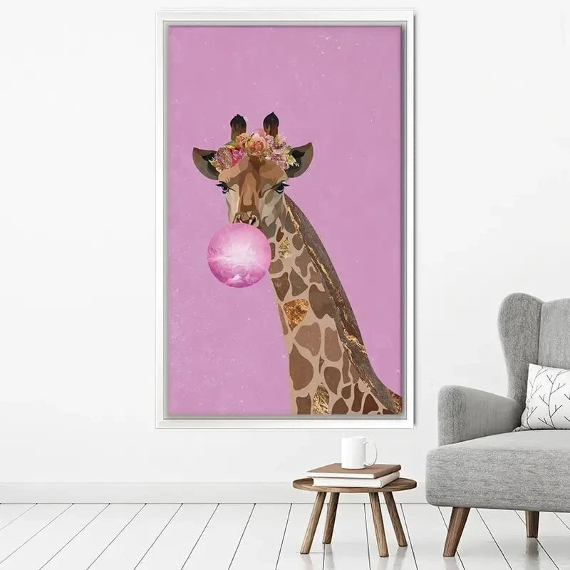 Pink Bubblegum Giraffe Canvas Print Pink Bubblegum Giraffe Canvas Print wall art product Sarah Manovski
