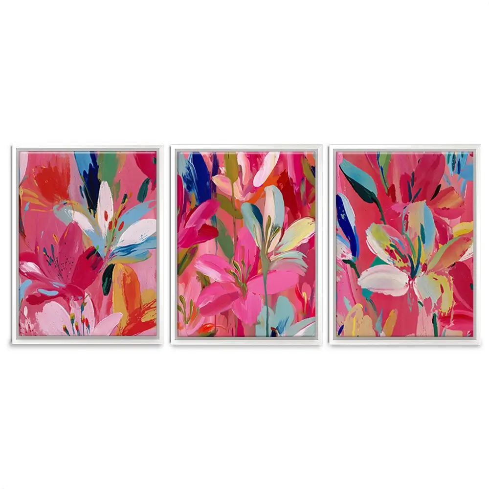 Pink Buzz Trio Canvas Print Pink Buzz Trio Canvas Print wall art product IAmHomeStudio