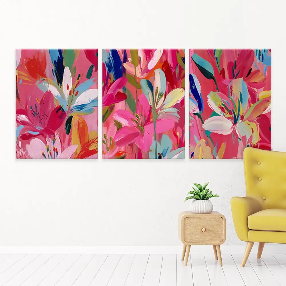Pink Buzz Trio Canvas Print Pink Buzz Trio Canvas Print wall art product IAmHomeStudio