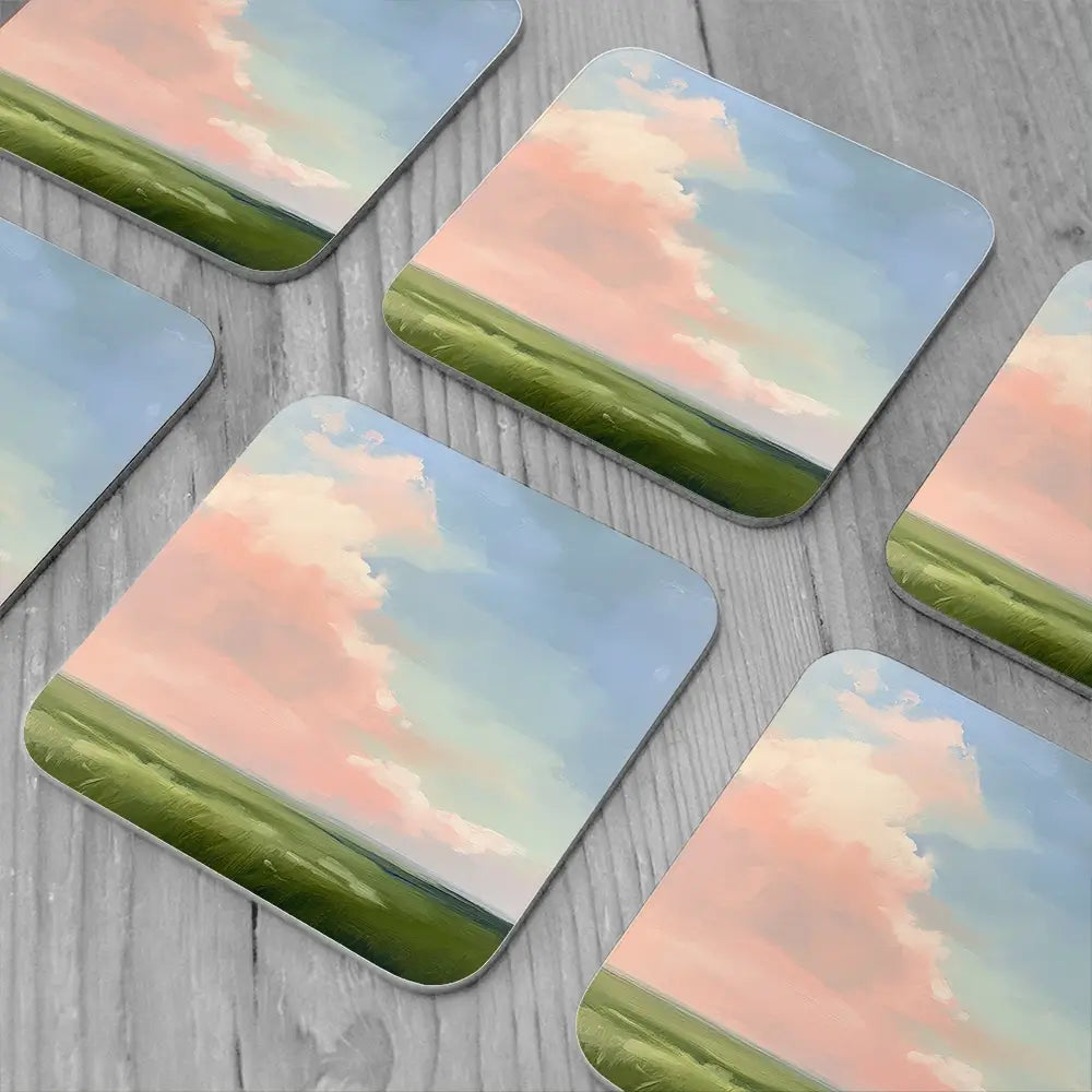 Pink Clouds Coaster Set Pink Clouds Coaster Set wall art product Tanya Ocean