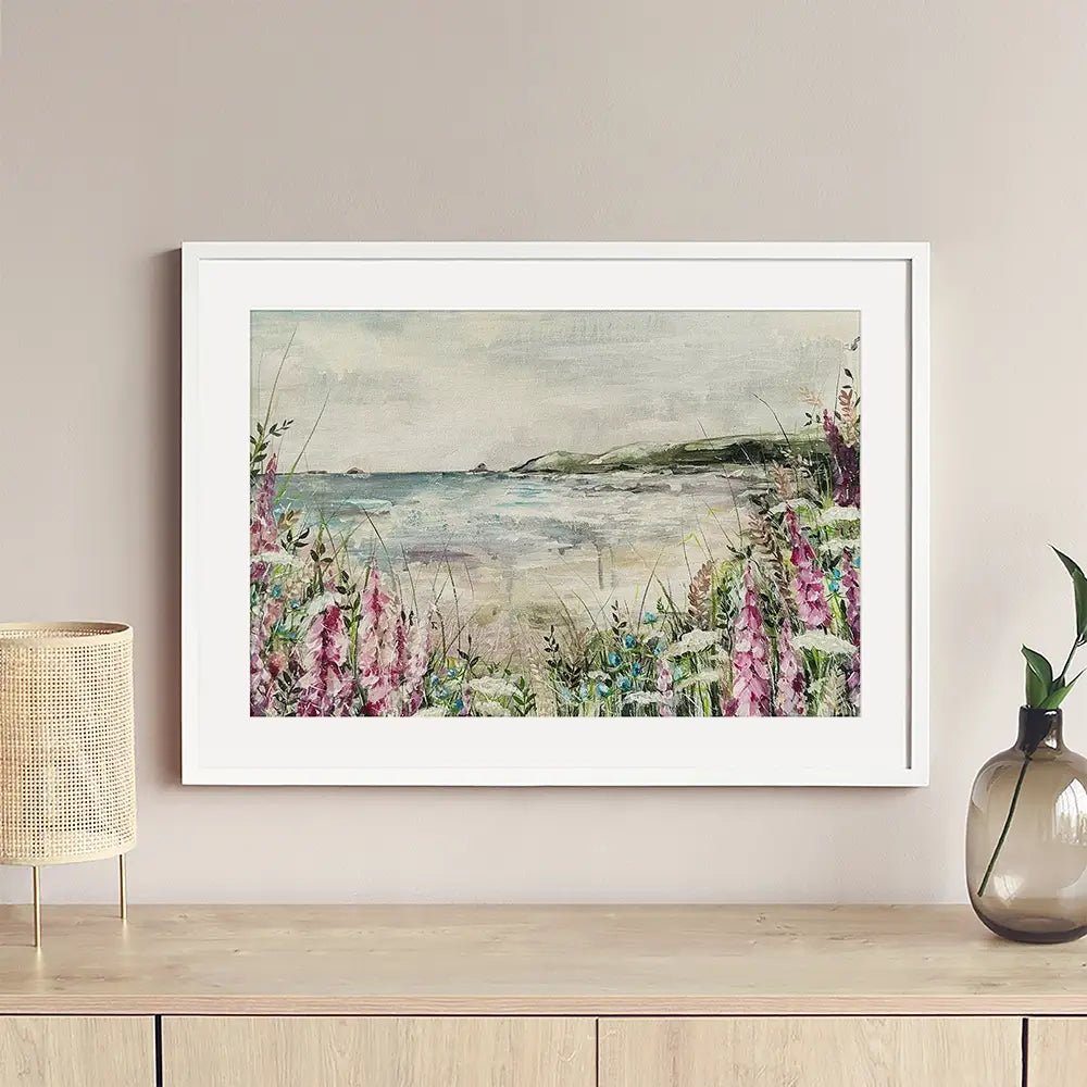 Pink Coastal Flowers Framed Art Print Pink Coastal Flowers Framed Art Print wall art product Nicola Jane Rowles