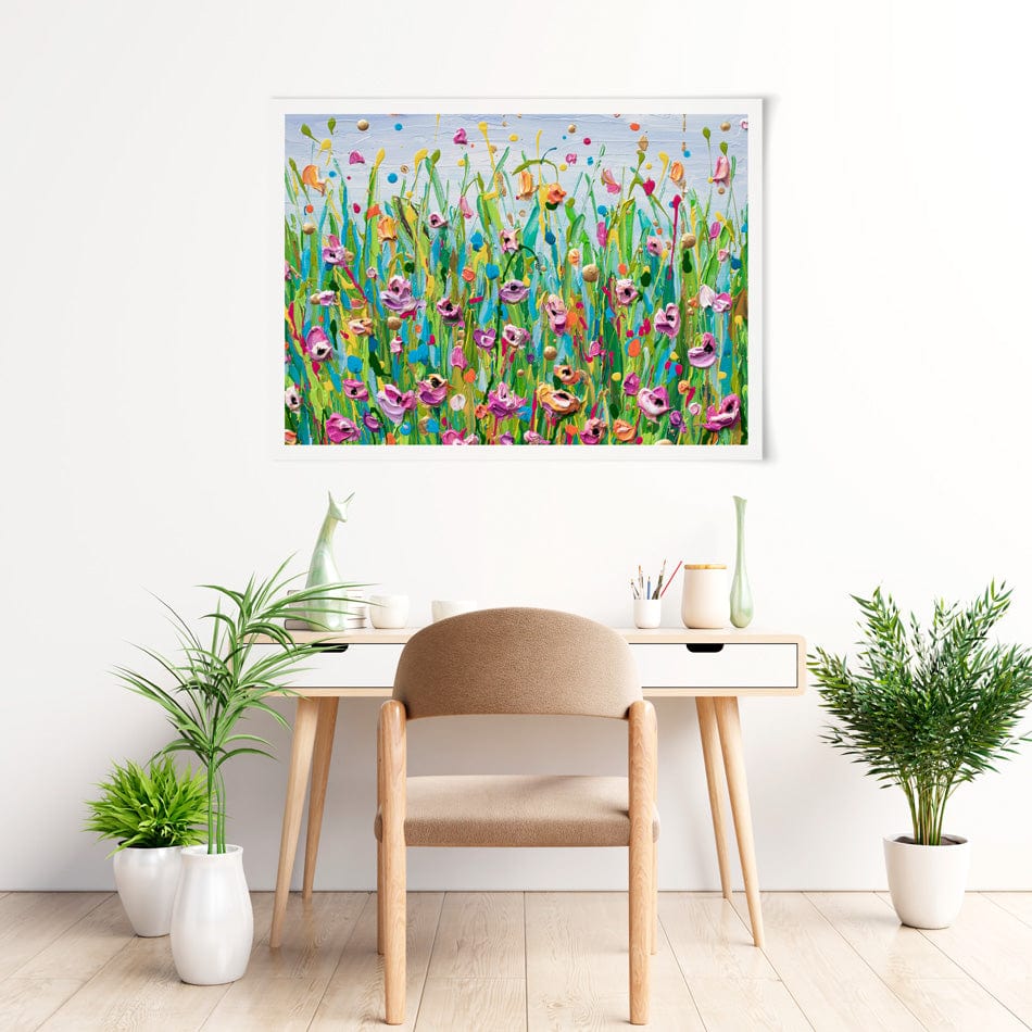 Pink Dotted Flowers Art Print wall art product Olga Tkachyk