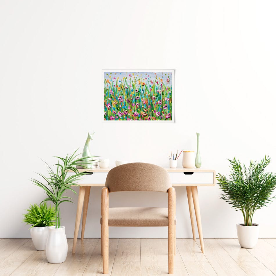Pink Dotted Flowers Art Print wall art product Olga Tkachyk