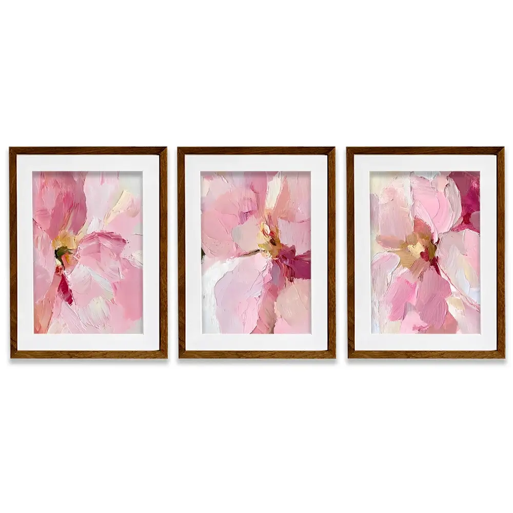 Pink Floral Framed Art Print Trio Pink Floral Framed Art Print Trio wall art product IAmHomeStudio