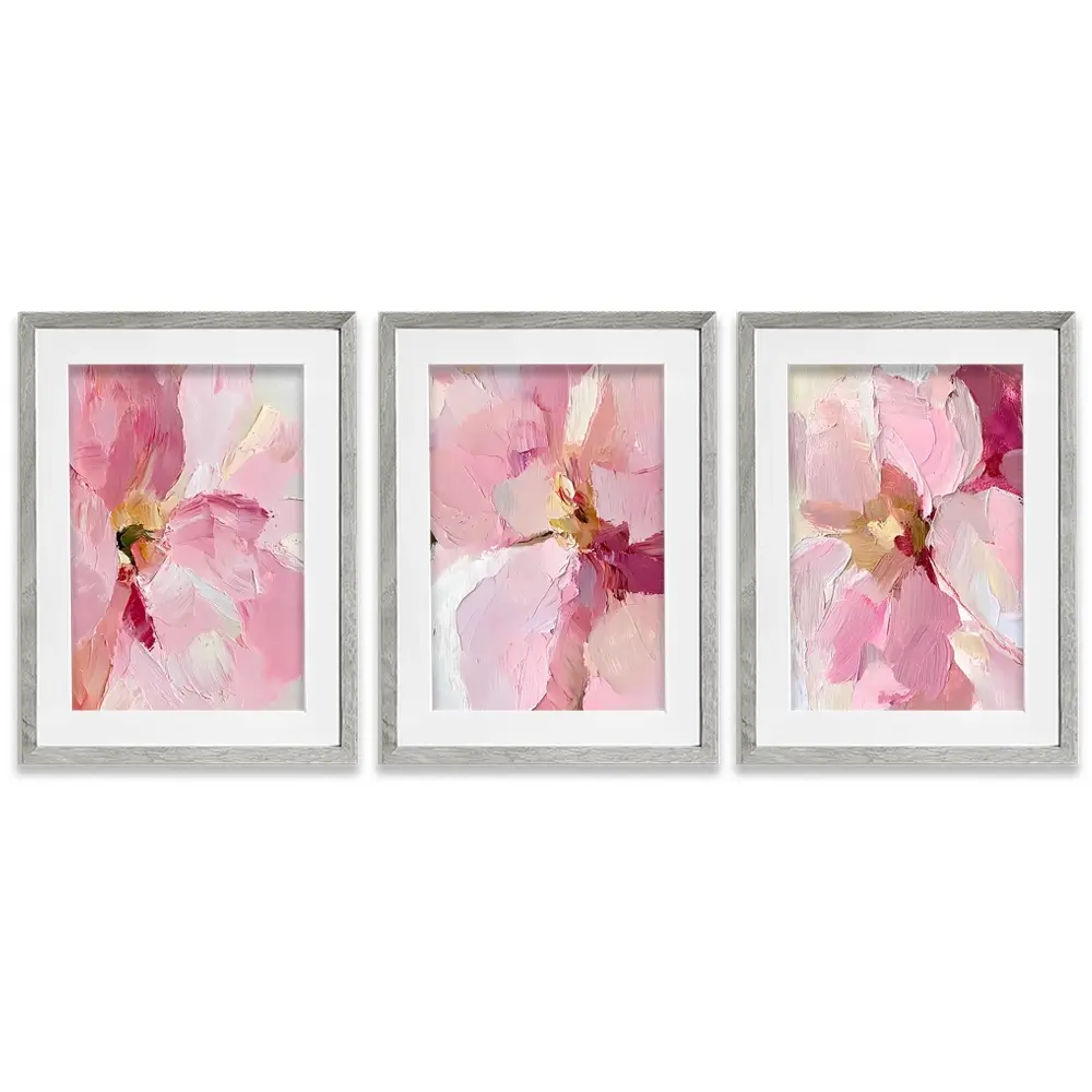 Pink Floral Framed Art Print Trio Pink Floral Framed Art Print Trio wall art product IAmHomeStudio