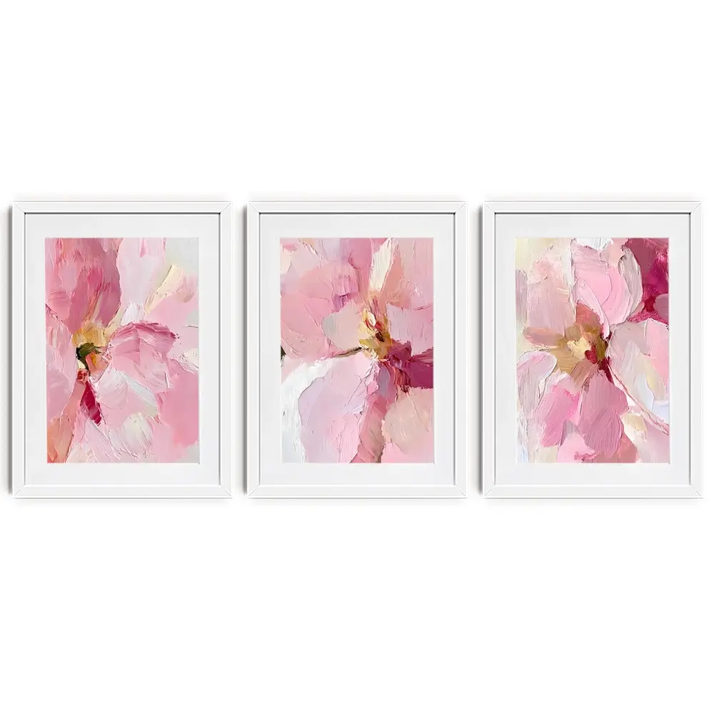 Pink Floral Framed Art Print Trio Pink Floral Framed Art Print Trio wall art product IAmHomeStudio