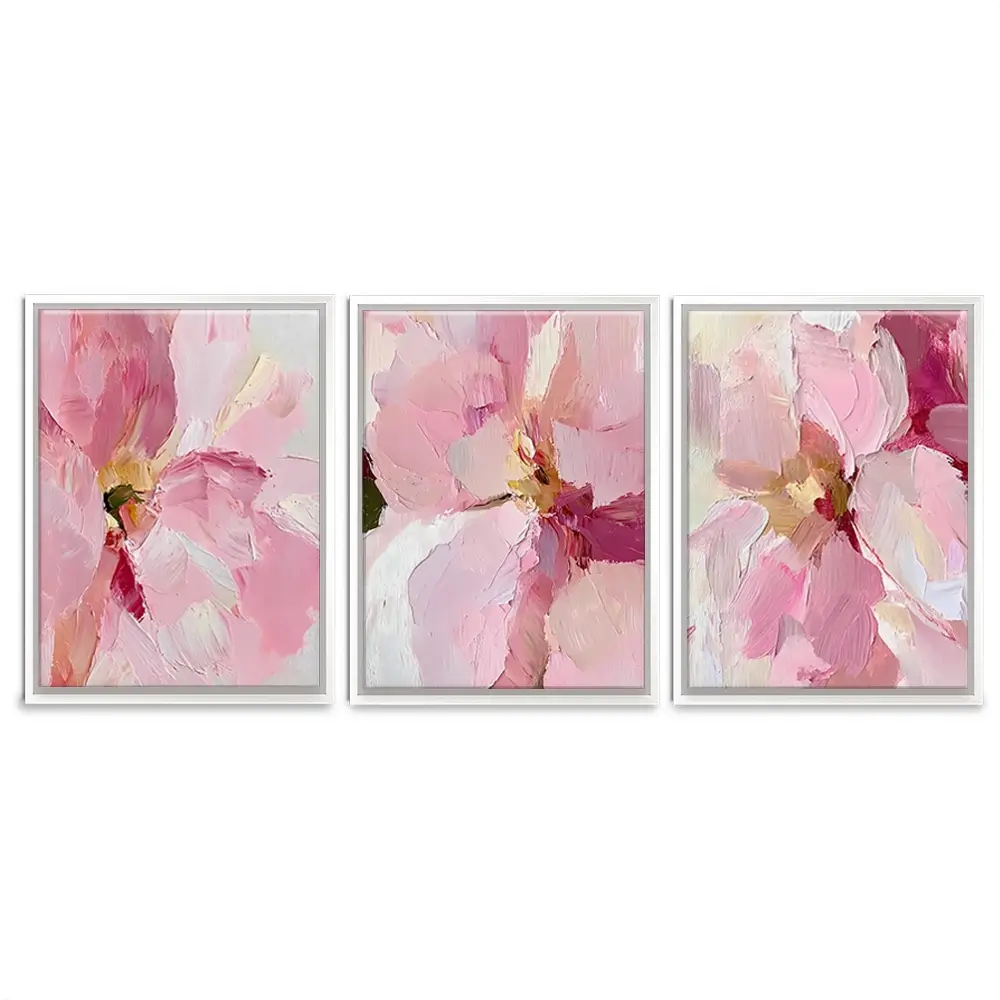 Pink Floral Trio Canvas Print Pink Floral Trio Canvas Print wall art product IAmHomeStudio