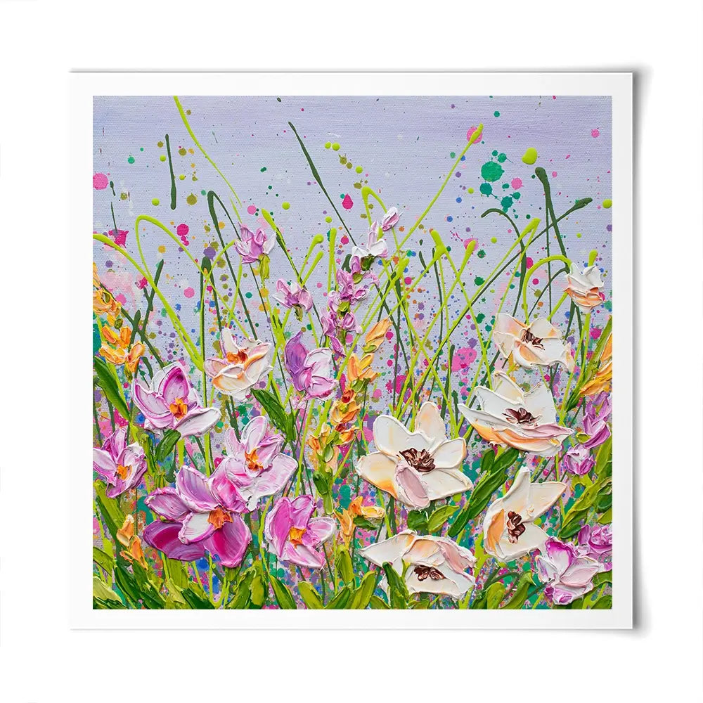Pink Florals Square Art Print