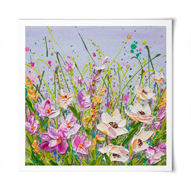 Pink Florals Square Art Print Pink Florals Square Art Print wall art product Olga Tkachyk