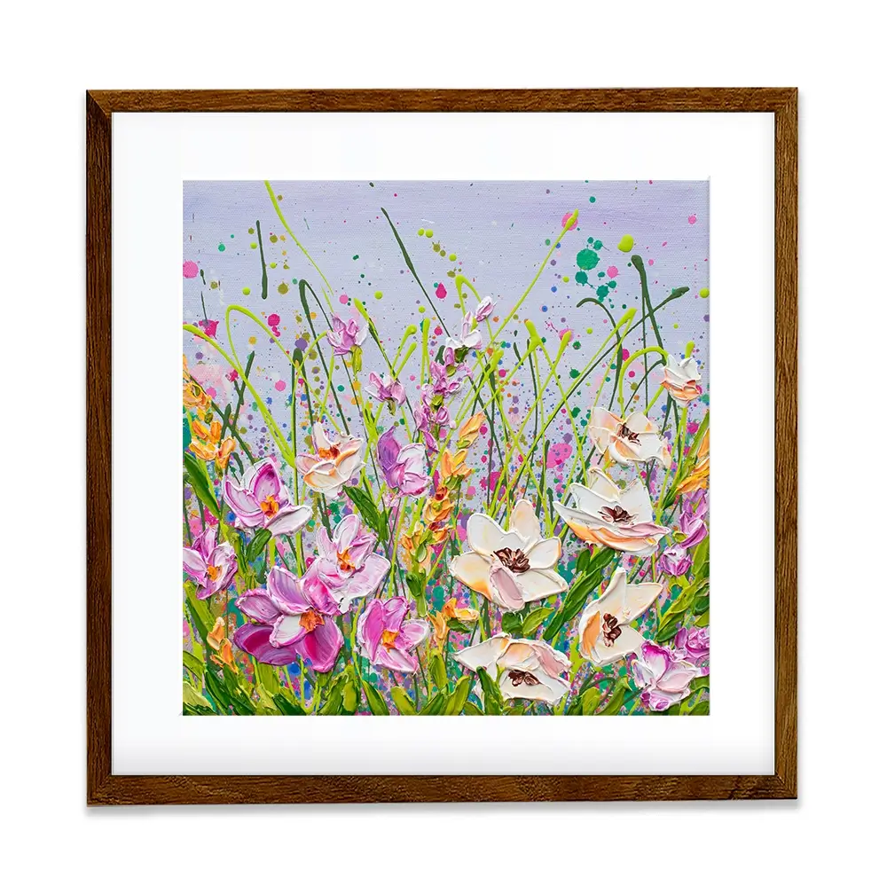 Pink Florals Square Framed Art Print Pink Florals Square Framed Art Print wall art product Olga Tkachyk