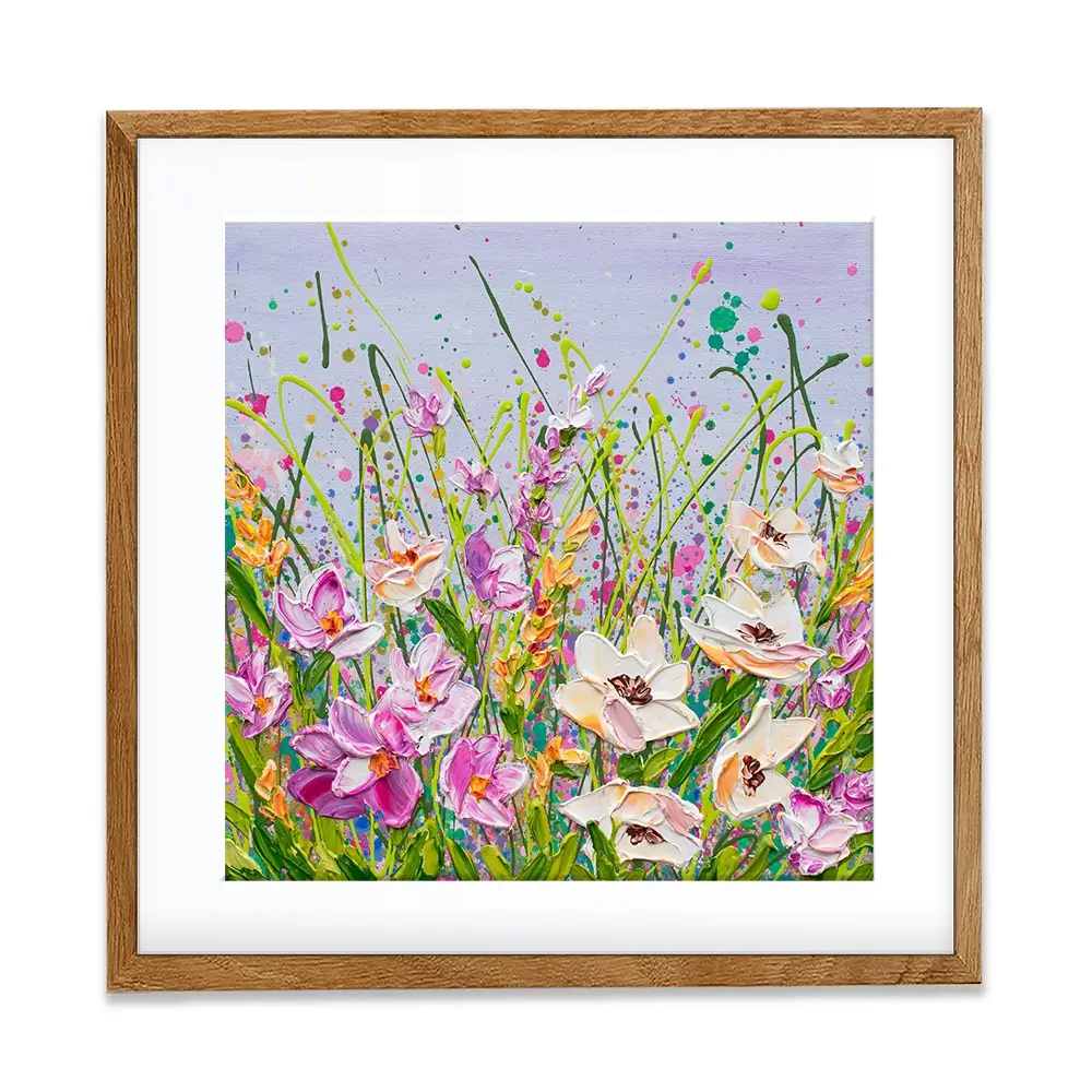 Pink Florals Square Framed Art Print Pink Florals Square Framed Art Print wall art product Olga Tkachyk