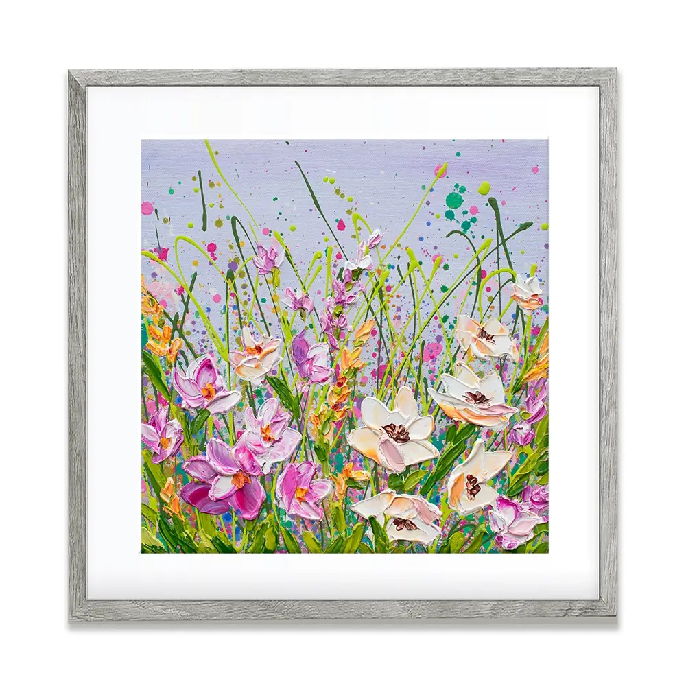 Pink Florals Square Framed Art Print Pink Florals Square Framed Art Print wall art product Olga Tkachyk