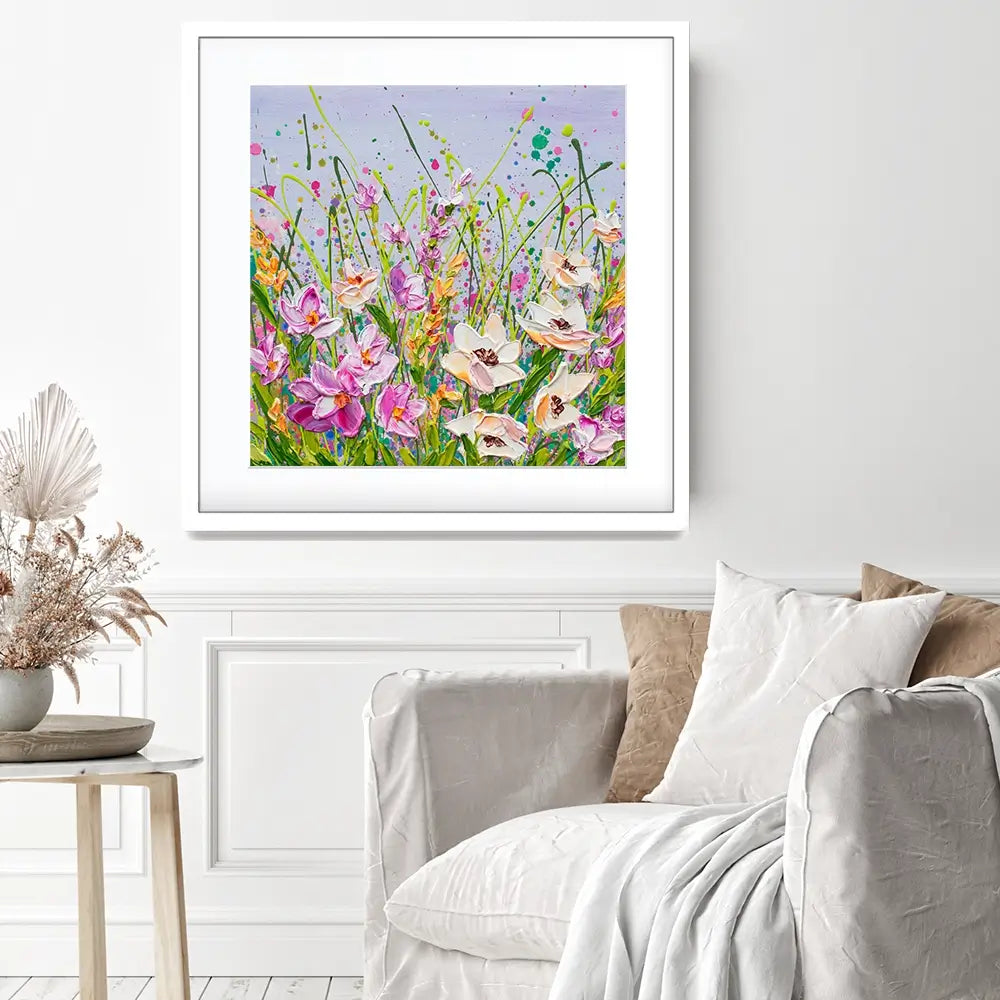 Pink Florals Square Framed Art Print Pink Florals Square Framed Art Print wall art product Olga Tkachyk