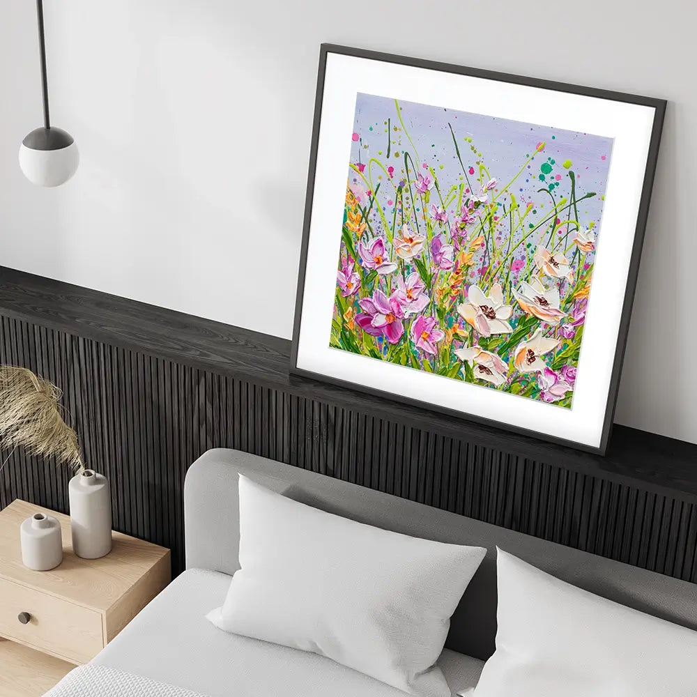 Pink Florals Square Framed Art Print Pink Florals Square Framed Art Print wall art product Olga Tkachyk