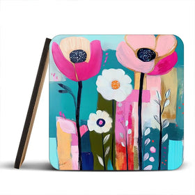 Pink Flower Pop 2 Coaster Set Pink Flower Pop 2 Coaster Set wall art product Tanya Ocean