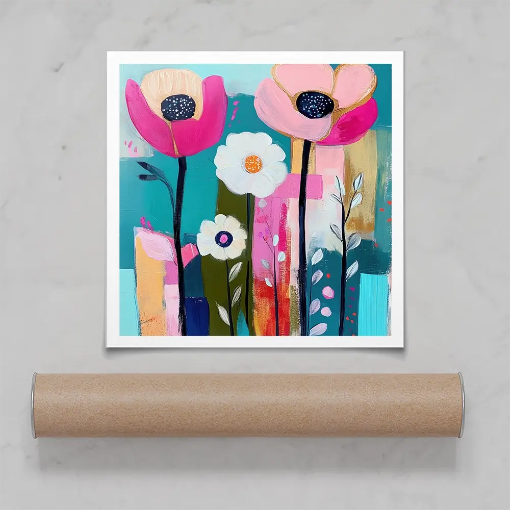 Pink Flower Pop 2 Square Art Print Pink Flower Pop 2 Square Art Print wall art product Tanya Ocean