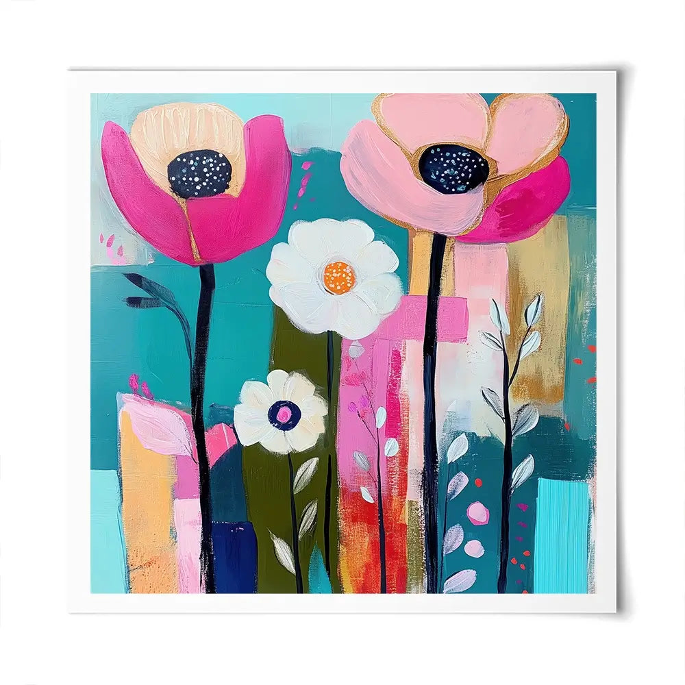 Pink Flower Pop 2 Square Art Print Pink Flower Pop 2 Square Art Print wall art product Tanya Ocean