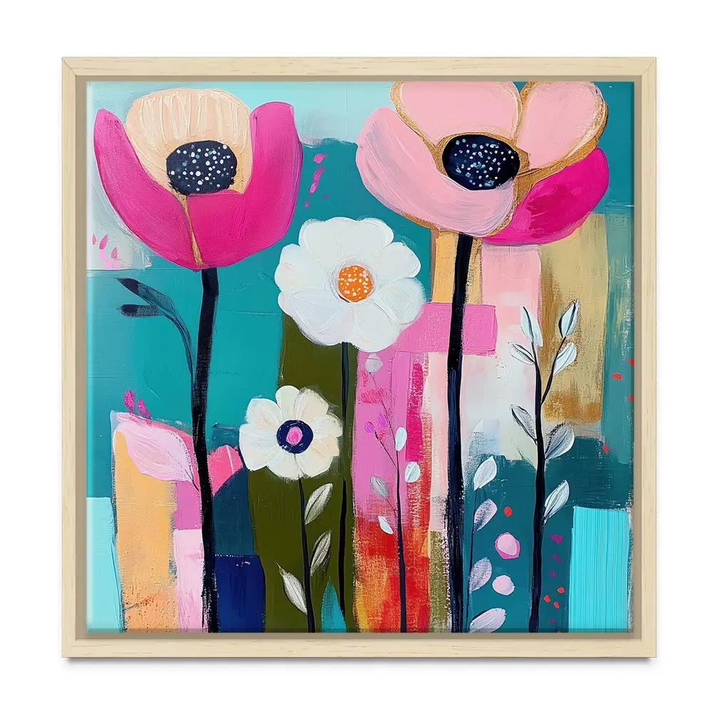 Pink Flower Pop 2 Square Canvas Print Pink Flower Pop 2 Square Canvas Print wall art product Tanya Ocean