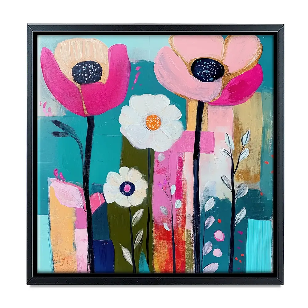 Pink Flower Pop 2 Square Canvas Print Pink Flower Pop 2 Square Canvas Print wall art product Tanya Ocean