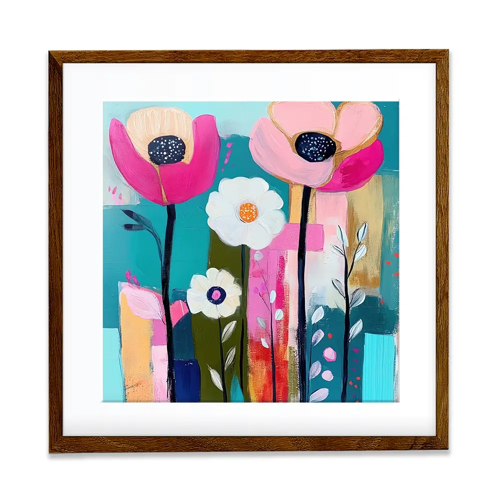 Pink Flower Pop 2 Square Framed Art Print Pink Flower Pop 2 Square Framed Art Print wall art product Tanya Ocean