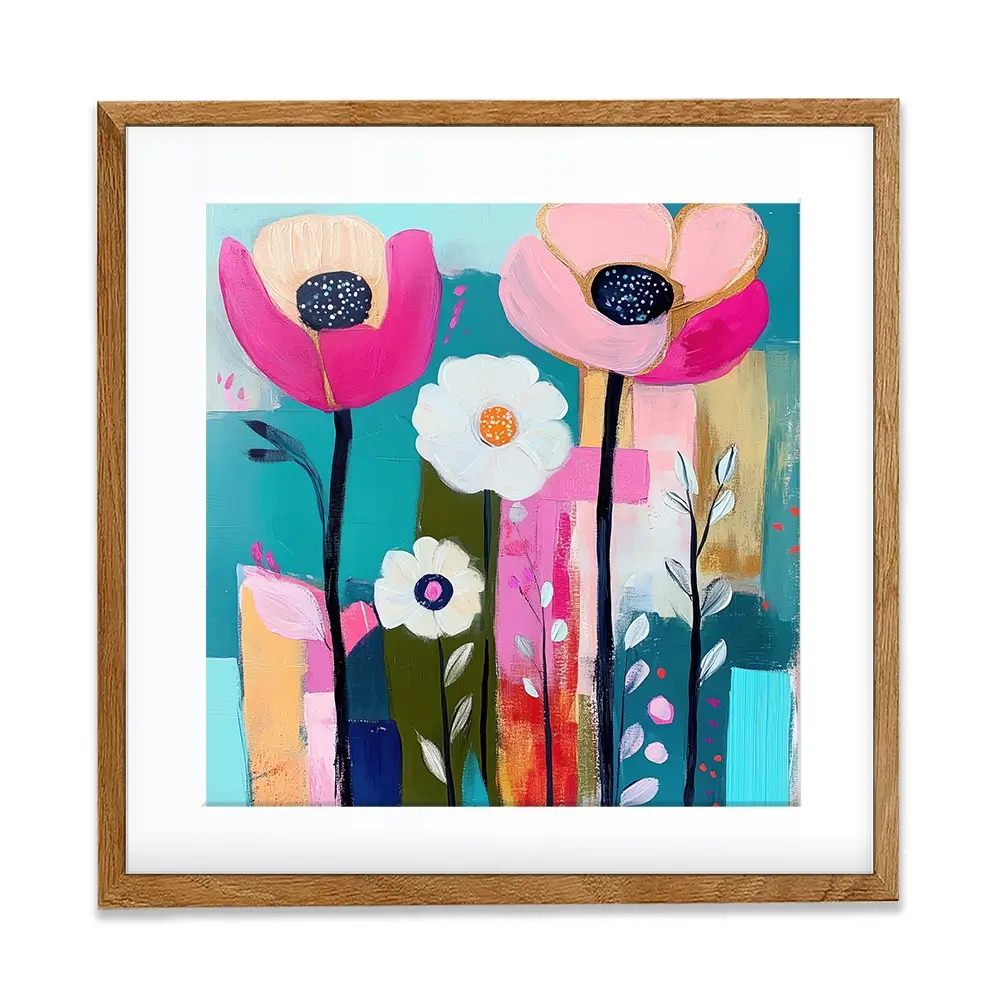 Pink Flower Pop 2 Square Framed Art Print Pink Flower Pop 2 Square Framed Art Print wall art product Tanya Ocean