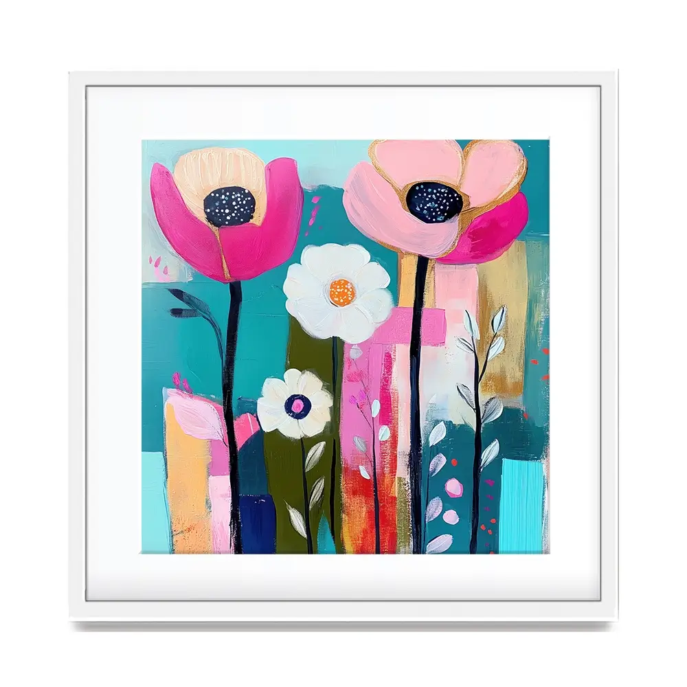 Pink Flower Pop 2 Square Framed Art Print Pink Flower Pop 2 Square Framed Art Print wall art product Tanya Ocean