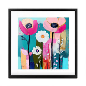 Pink Flower Pop 2 Square Framed Art Print Pink Flower Pop 2 Square Framed Art Print wall art product Tanya Ocean