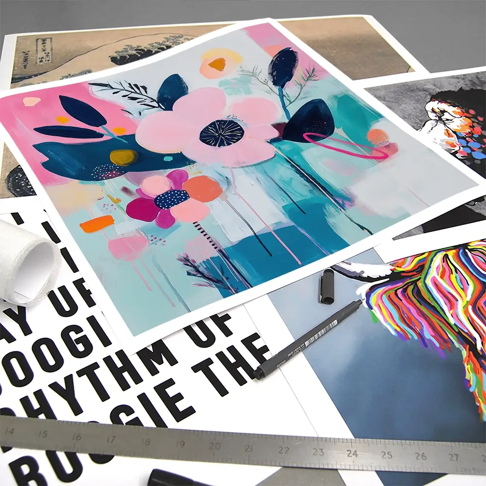 Pink Flower Pop Square Art Print Pink Flower Pop Square Art Print wall art product Tanya Ocean