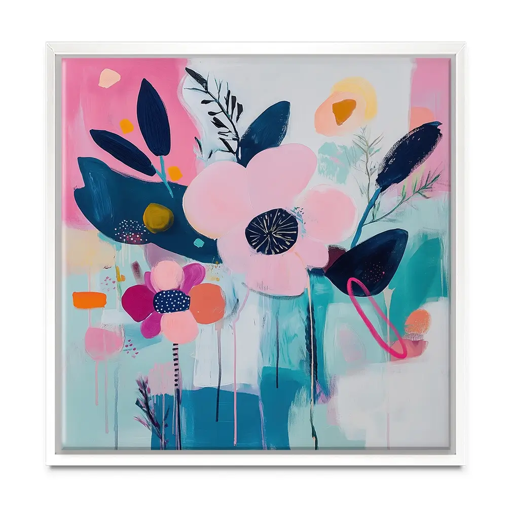 Pink Flower Pop Square Canvas Print Pink Flower Pop Square Canvas Print wall art product Tanya Ocean