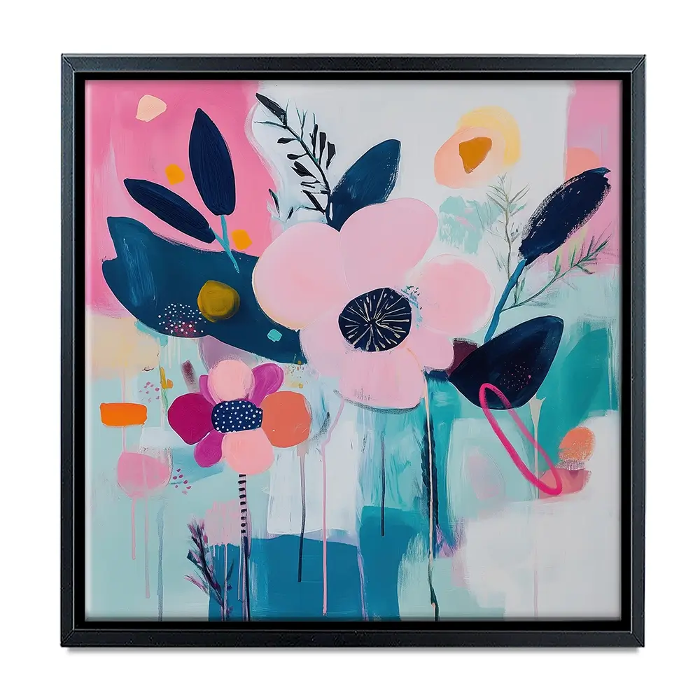 Pink Flower Pop Square Canvas Print Pink Flower Pop Square Canvas Print wall art product Tanya Ocean