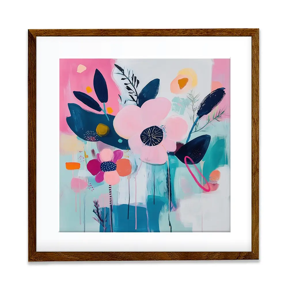 Pink Flower Pop Square Framed Art Print Pink Flower Pop Square Framed Art Print wall art product Tanya Ocean