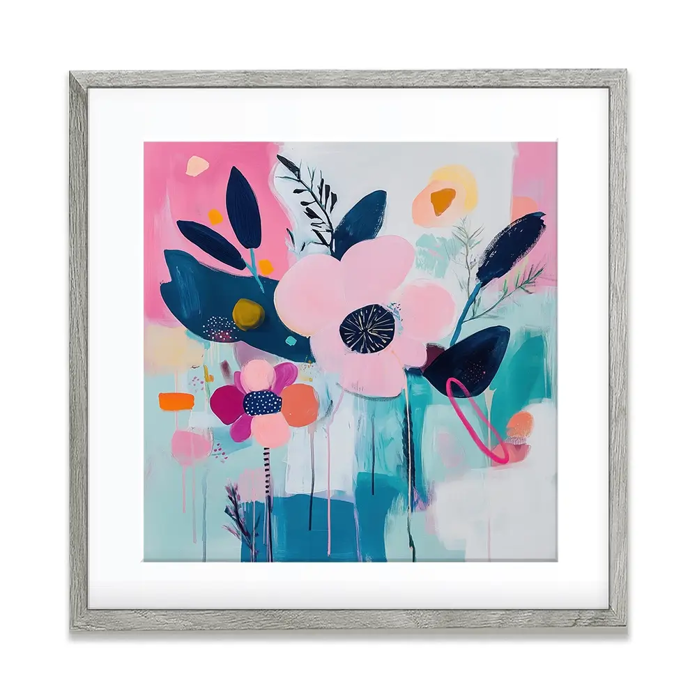 Pink Flower Pop Square Framed Art Print Pink Flower Pop Square Framed Art Print wall art product Tanya Ocean