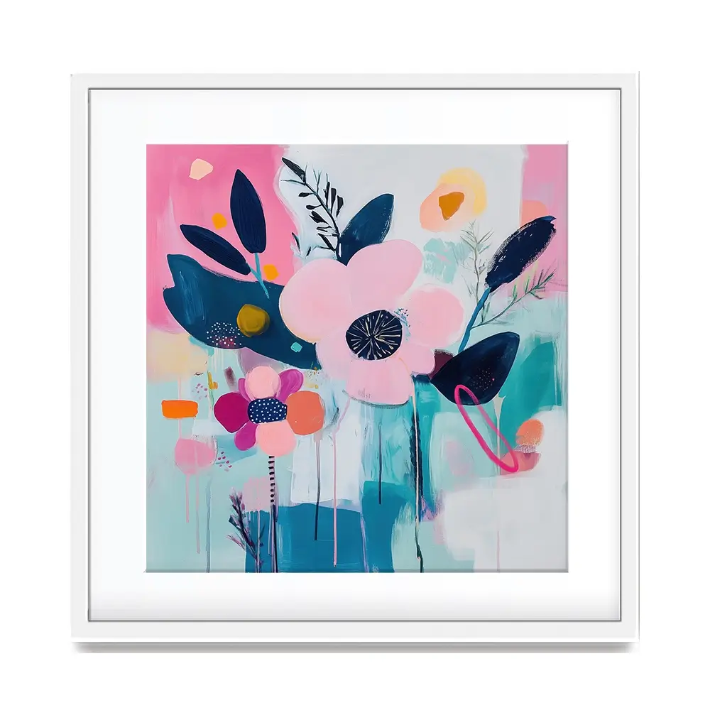 Pink Flower Pop Square Framed Art Print Pink Flower Pop Square Framed Art Print wall art product Tanya Ocean