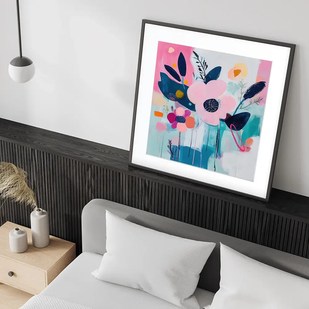 Pink Flower Pop Square Framed Art Print Pink Flower Pop Square Framed Art Print wall art product Tanya Ocean