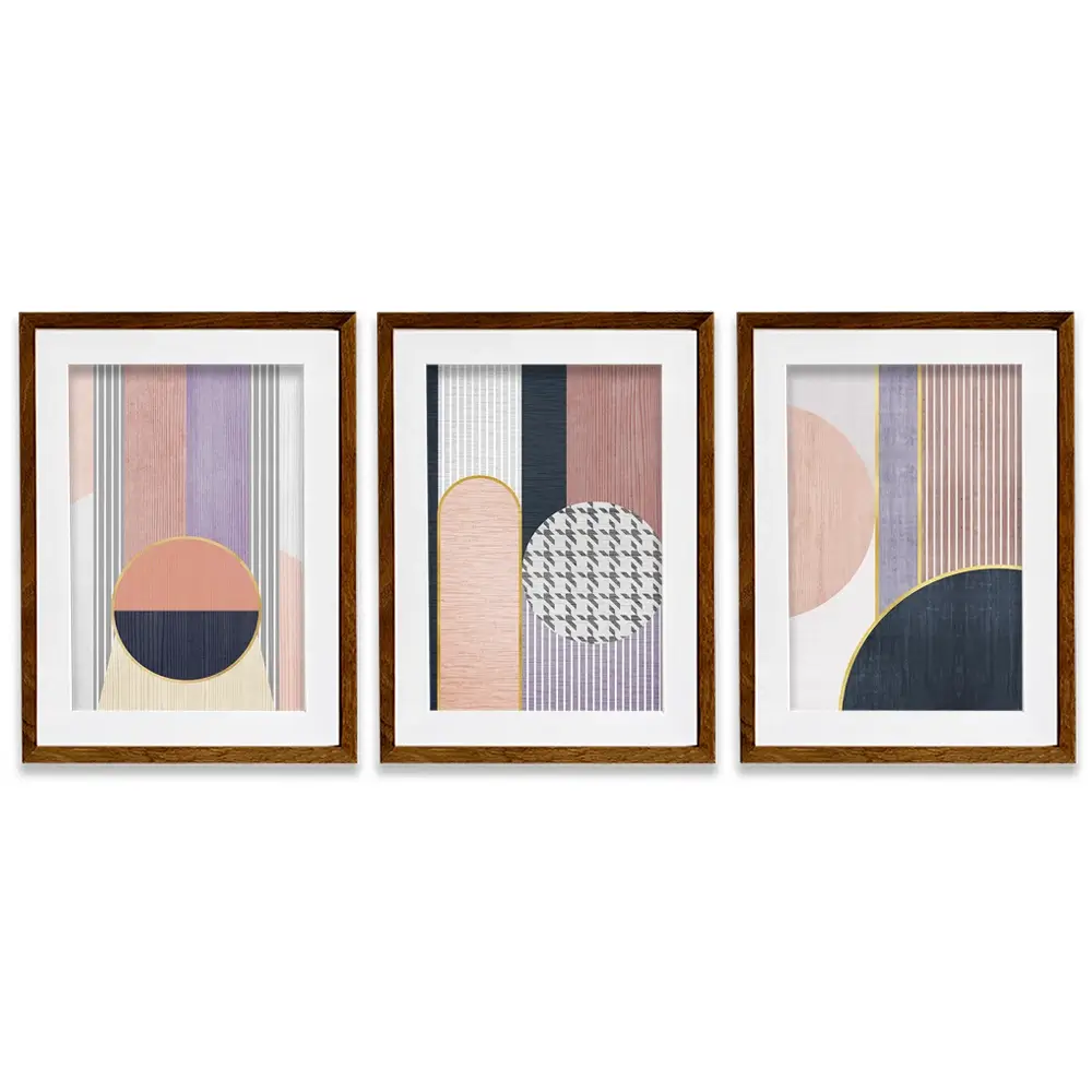 Pink Geometric Harmony Framed Art Print Trio Pink Geometric Harmony Framed Art Print Trio wall art product Treechild