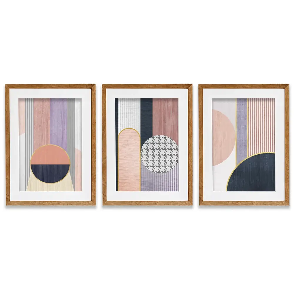 Pink Geometric Harmony Framed Art Print Trio Pink Geometric Harmony Framed Art Print Trio wall art product Treechild