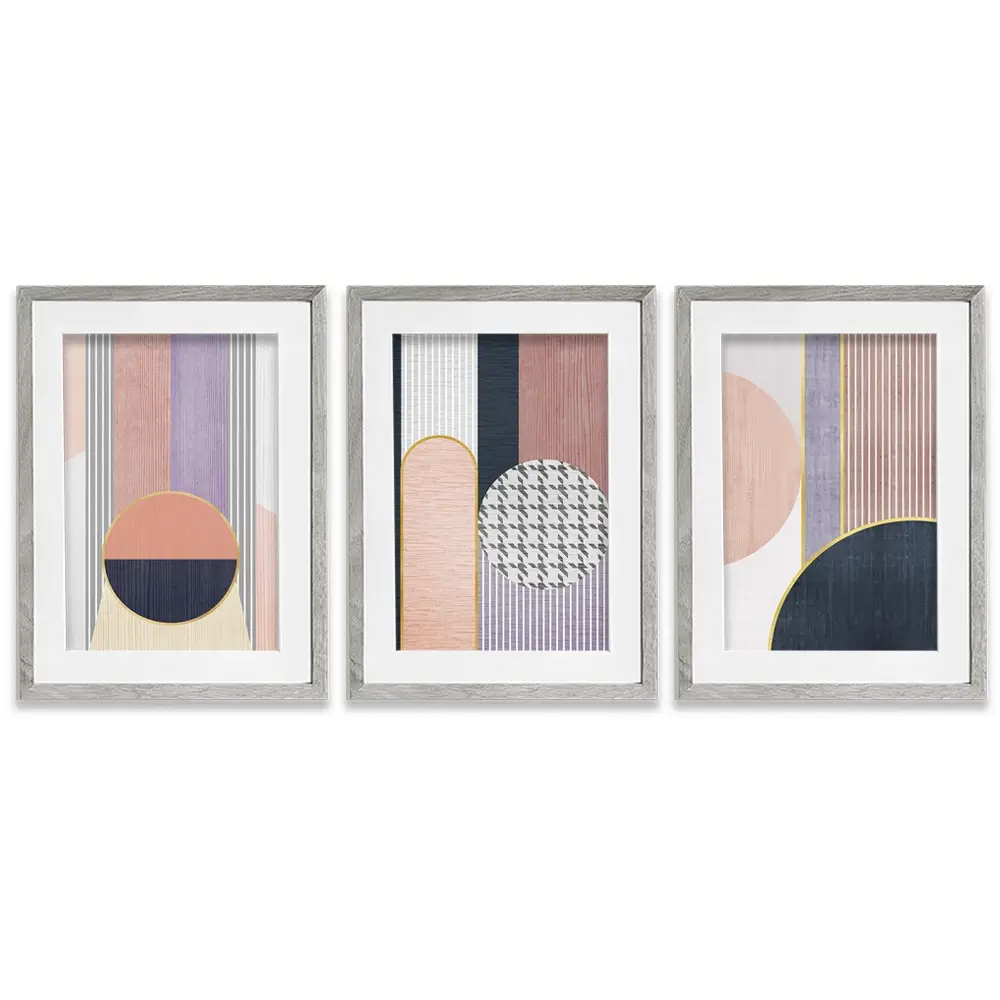 Pink Geometric Harmony Framed Art Print Trio Pink Geometric Harmony Framed Art Print Trio wall art product Treechild