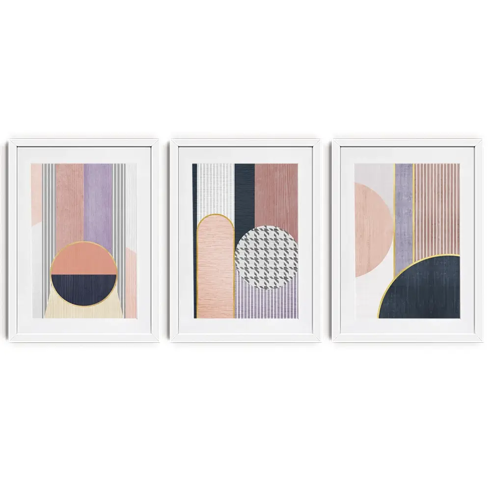 Pink Geometric Harmony Framed Art Print Trio Pink Geometric Harmony Framed Art Print Trio wall art product Treechild