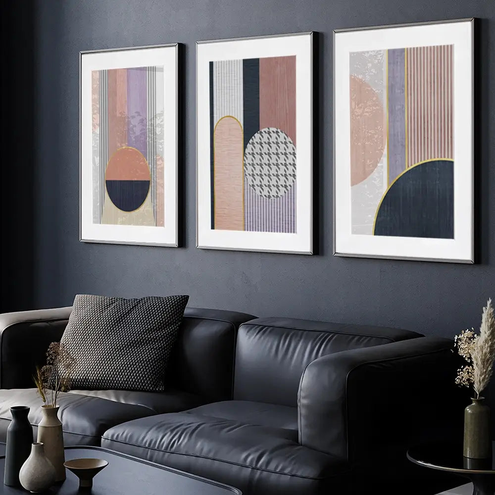 Pink Geometric Harmony Framed Art Print Trio Pink Geometric Harmony Framed Art Print Trio wall art product Treechild