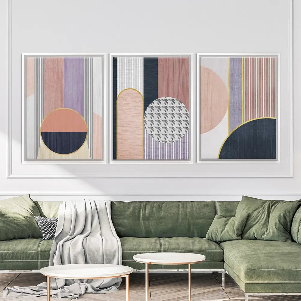 Pink Geometric Harmony Trio Canvas Print Pink Geometric Harmony Trio Canvas Print wall art product Treechild
