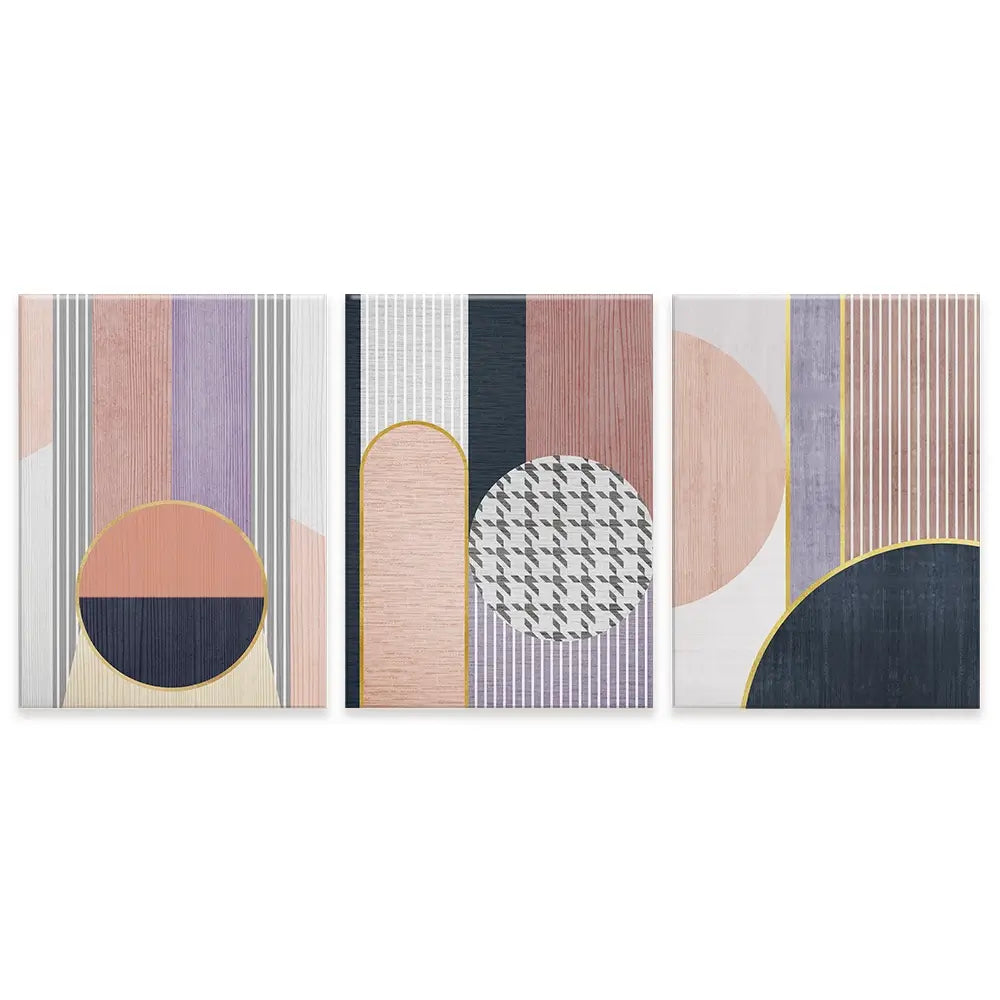 Pink Geometric Harmony Trio Canvas Print Pink Geometric Harmony Trio Canvas Print wall art product Treechild