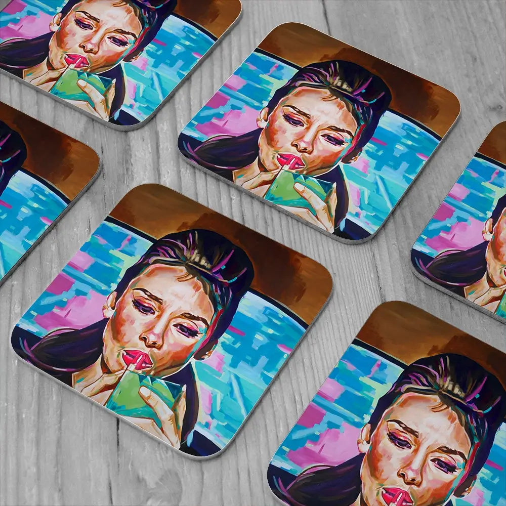 Pink In The Afternoon Coaster Set Pink In The Afternoon Coaster Set wall art product Juliet Stockton