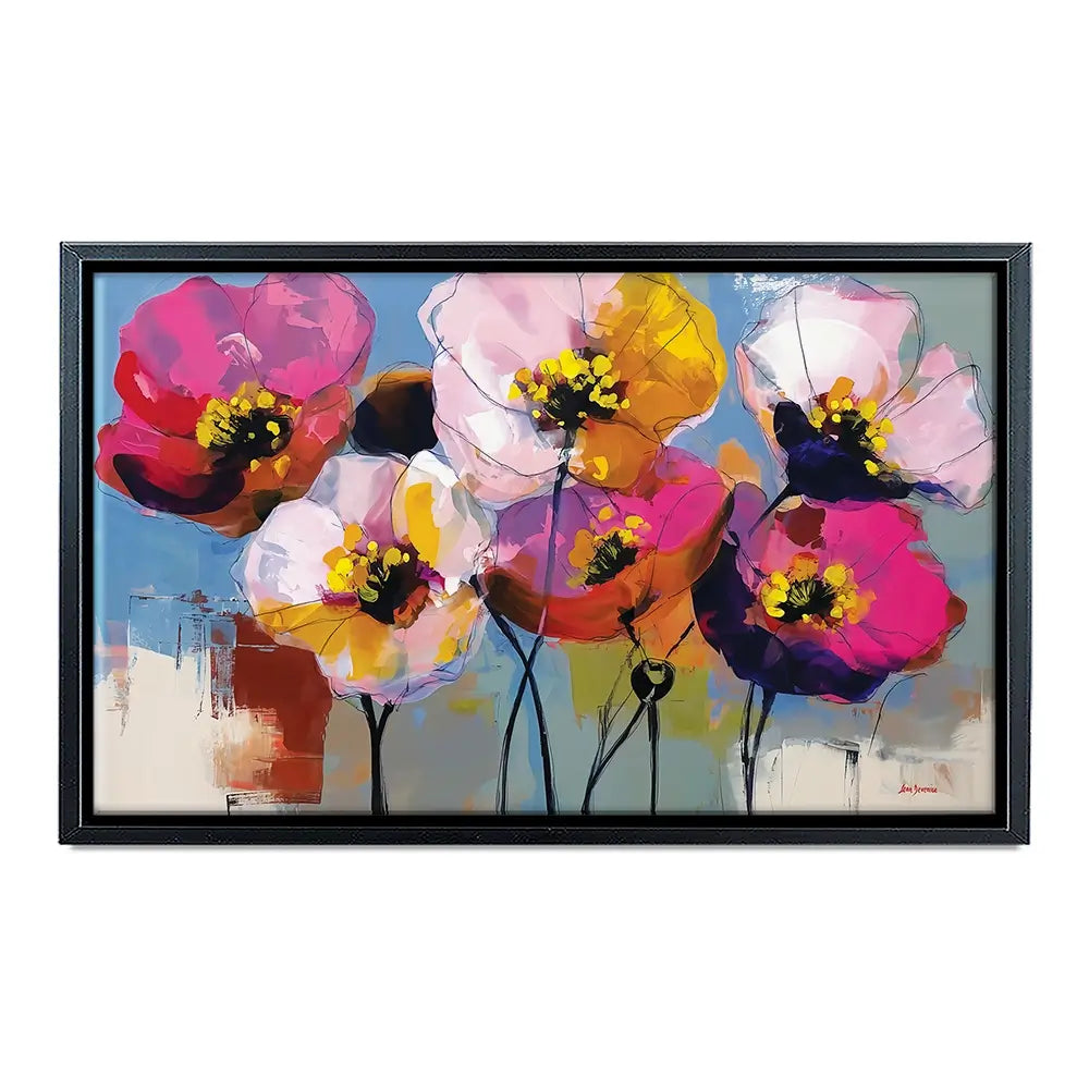 Pink Joyful Flowers Canvas Print Pink Joyful Flowers Canvas Print wall art product Leon Devenice