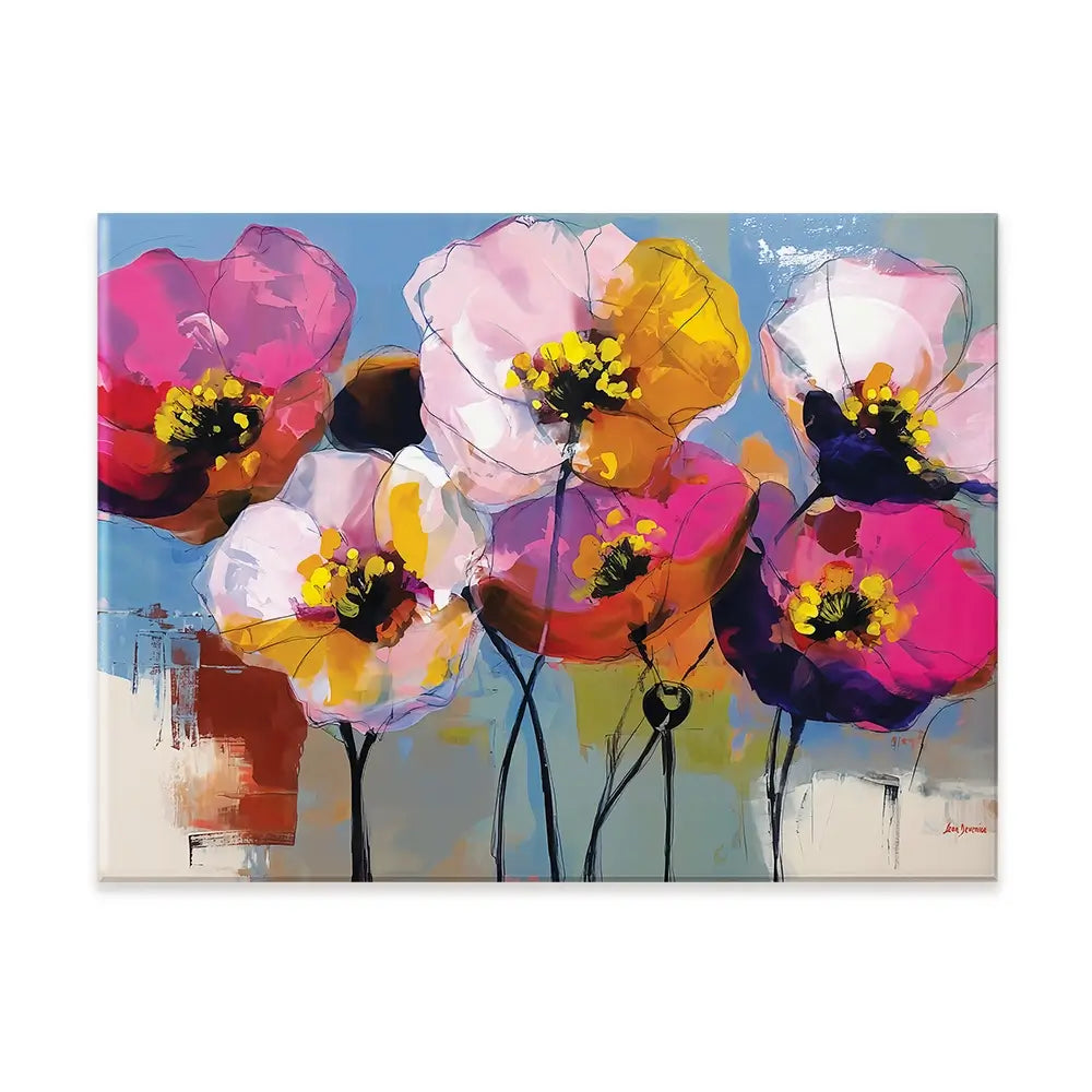 Pink Joyful Flowers Canvas Print Pink Joyful Flowers Canvas Print wall art product Leon Devenice