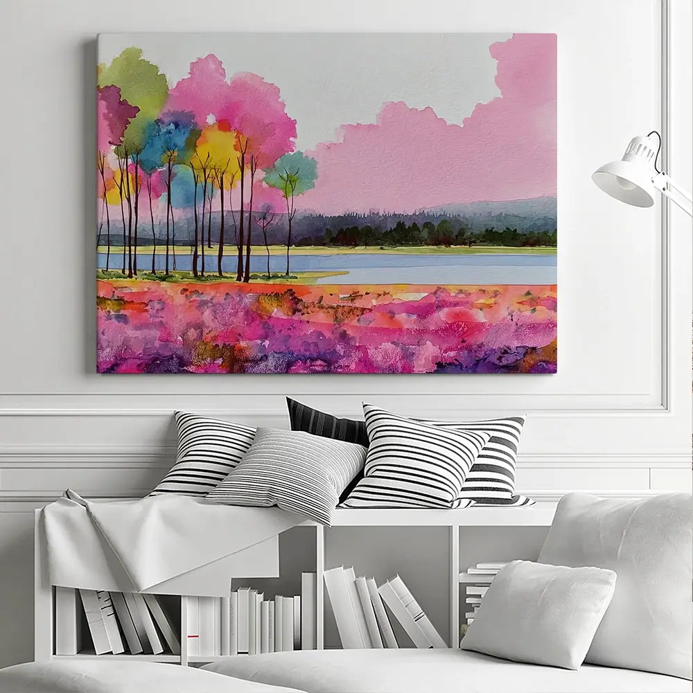 Pink Lake View Canvas Print Pink Lake View Canvas Print wall art product David Alexander Elder